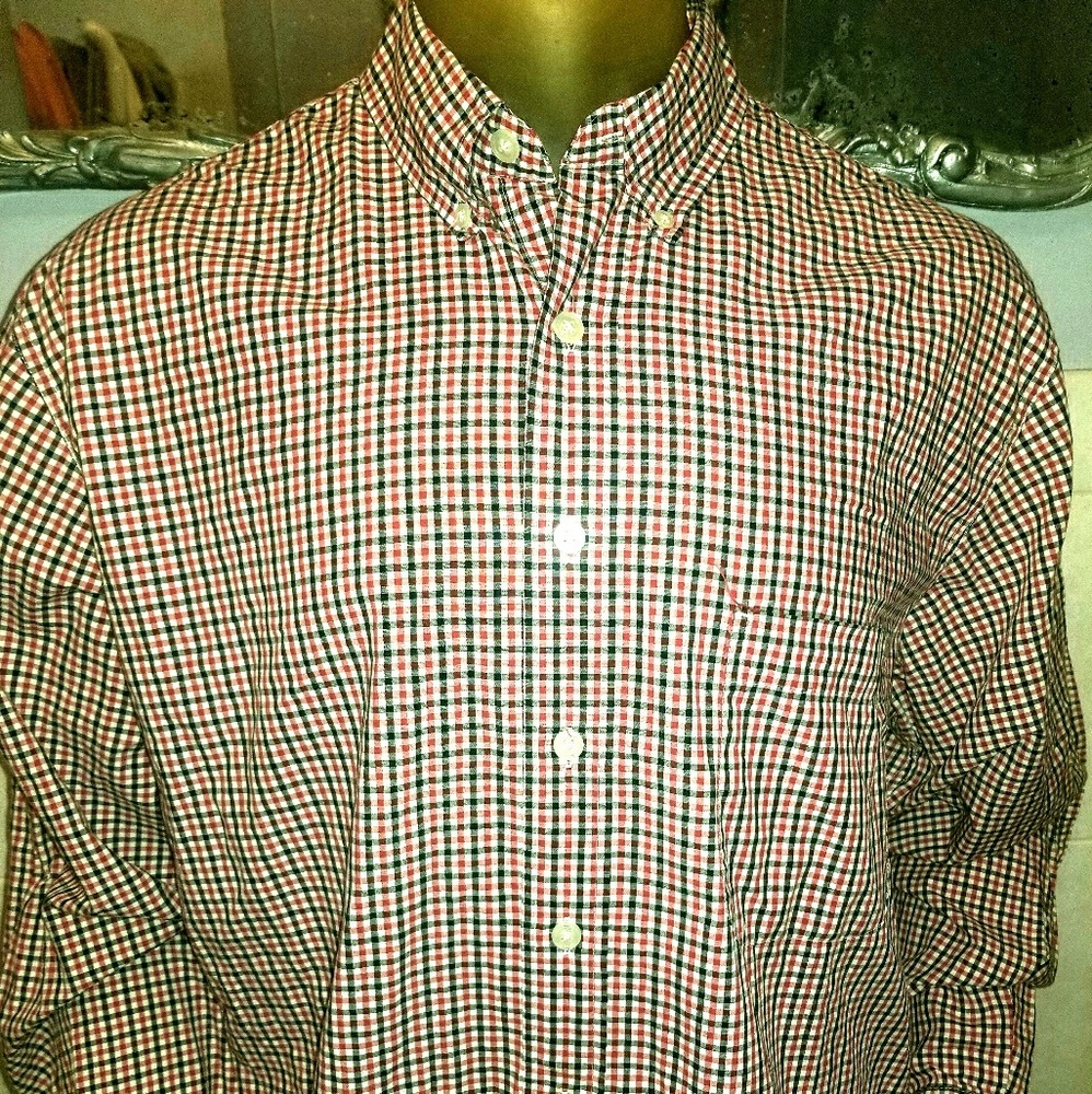 Eddie Bauer Plaid Cotton Button Down Shirt LARGE